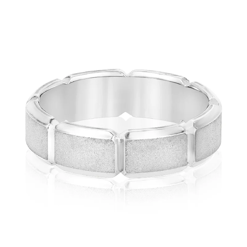 Men's oxidized silver rings for an antique lookMen's Carved Design Segment Band