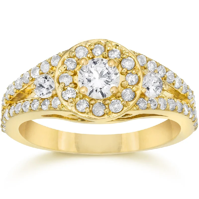 Marquise - Cut Women's Diamond Rings in Palladium for a Unique and Elongated Shape14K Yellow Gold 5/8 Ct TDW Split Shank Diamond Halo Engagement Ring - White Marquise - Cut Women's Diamond Rings in Palladium for a Unique and Elongated Shape14K Yellow Gold 5/8 Ct TDW Split Shank Diamond Halo Engagement Ring - White