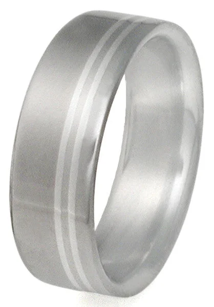Titanium Rings with a Channel - Set Gemstone BandTitanium Wedding Ring with Platinum Inlays p2 Titanium Rings with a Channel - Set Gemstone BandTitanium Wedding Ring with Platinum Inlays p2