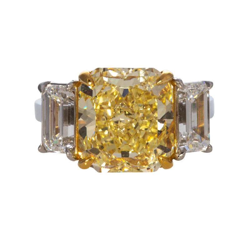 Marquise - Cut Women's Diamond Rings in Palladium for a Unique and Elongated Shape6ct Yellow Radiant Diamond Three-Stone Engagement Ring Marquise - Cut Women's Diamond Rings in Palladium for a Unique and Elongated Shape6ct Yellow Radiant Diamond Three-Stone Engagement Ring