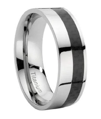 Men's tungsten carbide rings with a brushed textureMen's Titanium Ring With Offset Carbon Fiber Inlay-8mm Men's tungsten carbide rings with a brushed textureMen's Titanium Ring With Offset Carbon Fiber Inlay-8mm