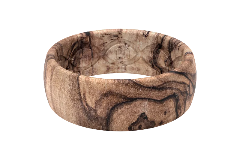 Men's polished brass rings with a warm glowNomad Burled Walnut Ring