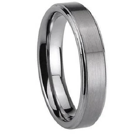 Men's pinky rings with a small gemstoneTungsten Wedding Ring with Satin Finish-6mm
