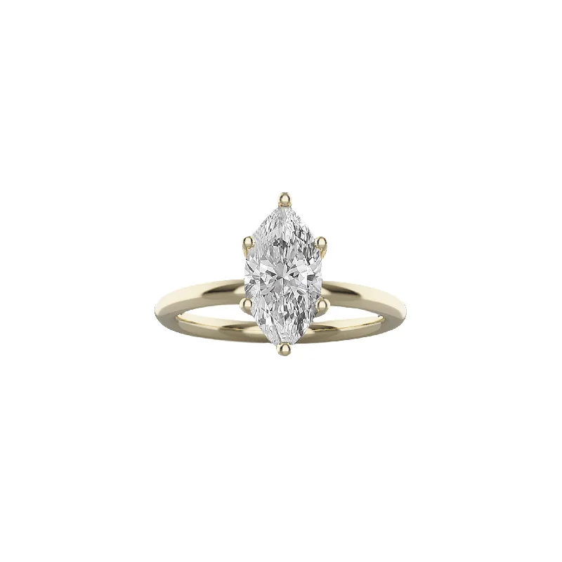 Cushion - cut diamond engagement ring with a halo of moissanite in a silver - plated bandMia Marquise Solitaire Cushion - cut diamond engagement ring with a halo of moissanite in a silver - plated bandMia Marquise Solitaire
