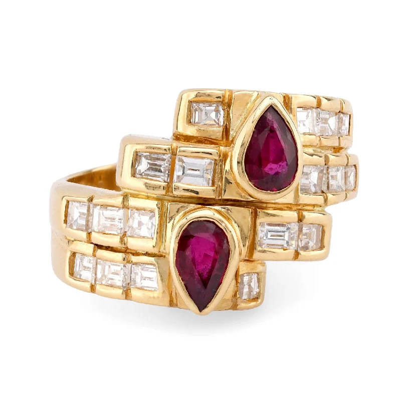 Emerald - cut diamond engagement ring set in a modern titanium bandVintage Ruby Diamond 18K Yellow Gold Ring Emerald - cut diamond engagement ring set in a modern titanium bandVintage Ruby Diamond 18K Yellow Gold Ring