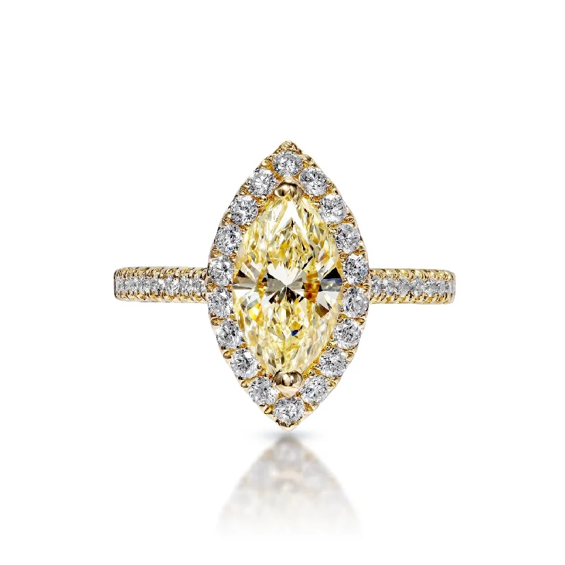 Women's Diamond Rings with Sapphire Accents in Blue for a Colorful and Sophisticated TouchAliya 2 Carat Yellow VVS2 Marquise Cut Diamond Engagement Ring in 18k Yellow Gold Women's Diamond Rings with Sapphire Accents in Blue for a Colorful and Sophisticated TouchAliya 2 Carat Yellow VVS2 Marquise Cut Diamond Engagement Ring in 18k Yellow Gold