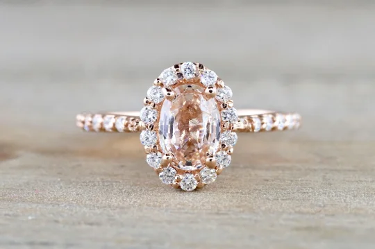 Men's kinetic rings with moving parts14k Rose Gold Diamond Pink Peach Sapphire Halo Engagement Ring Men's kinetic rings with moving parts14k Rose Gold Diamond Pink Peach Sapphire Halo Engagement Ring
