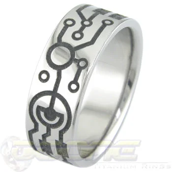 Stackable Titanium Rings with Different Widths and TexturesCircuitboard