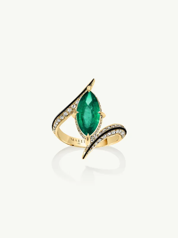 Women's Infinity Symbol Rings in Rose Gold for a Romantic TouchAyla Arabesque Brilliant Marquise-Cut Emerald Ring With Pavé White Diamonds & Enamel In 18K Yellow Gold Women's Infinity Symbol Rings in Rose Gold for a Romantic TouchAyla Arabesque Brilliant Marquise-Cut Emerald Ring With Pavé White Diamonds & Enamel In 18K Yellow Gold
