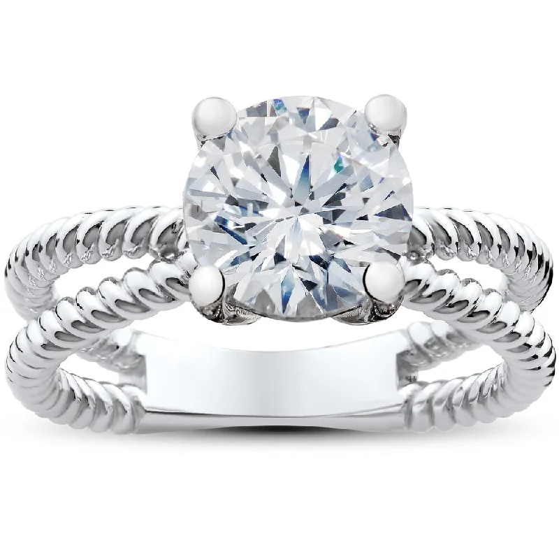 Women's Solitaire Diamond Rings with Round - Cut Diamonds and Platinum Settings for an Elegant Engagement14k White, Yellow or Rose Gold 2 ct Solitaire Lab Grown Eco Friendly Diamond Braided Split Engagement Ring (F-G, SI1-SI2) Women's Solitaire Diamond Rings with Round - Cut Diamonds and Platinum Settings for an Elegant Engagement14k White, Yellow or Rose Gold 2 ct Solitaire Lab Grown Eco Friendly Diamond Braided Split Engagement Ring (F-G, SI1-SI2)