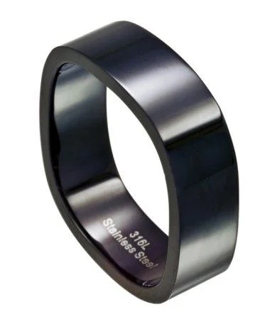 Men's amethyst - filled rings for a purple eleganceFour Sided Polished Black Stainless Steel Ring for Men | 8mm Men's amethyst - filled rings for a purple eleganceFour Sided Polished Black Stainless Steel Ring for Men | 8mm
