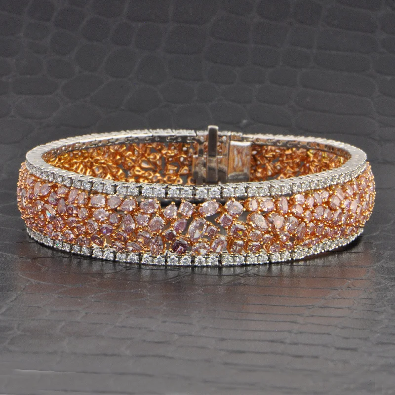 Princess - cut diamond engagement ring with a pavé - set band in platinumStatement 20.96 CTW Pink Diamond Bracelet in 18 White and Rose Gold Princess - cut diamond engagement ring with a pavé - set band in platinumStatement 20.96 CTW Pink Diamond Bracelet in 18 White and Rose Gold