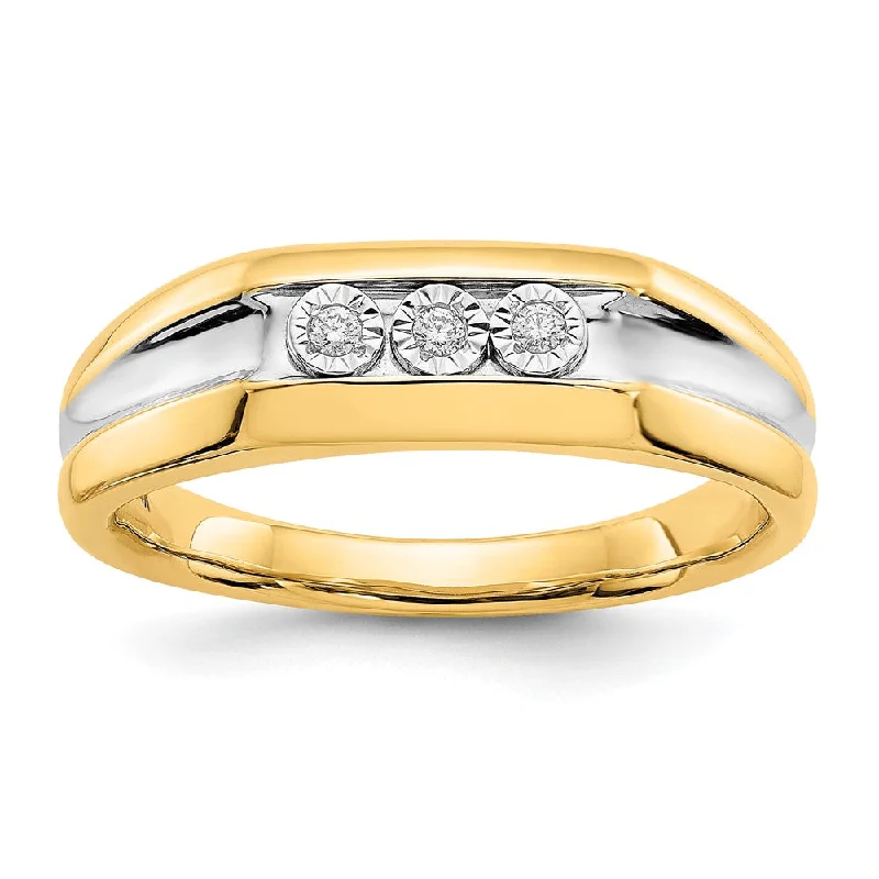 Men's gold signet rings with engraved initials14k Yellow Gold with Rhodium Diamond Mens Ring