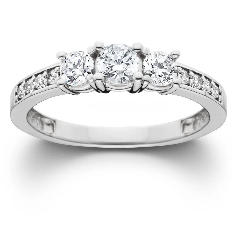 Princess - Cut Women's Diamond Rings in White Gold with a High - Clarity Diamond for a Modern Look1Ct Diamond EX3 Lab Grown Three Stone Engagement Ring 10k White Gold (((G-H)), SI(1)-SI(2)) Princess - Cut Women's Diamond Rings in White Gold with a High - Clarity Diamond for a Modern Look1Ct Diamond EX3 Lab Grown Three Stone Engagement Ring 10k White Gold (((G-H)), SI(1)-SI(2))