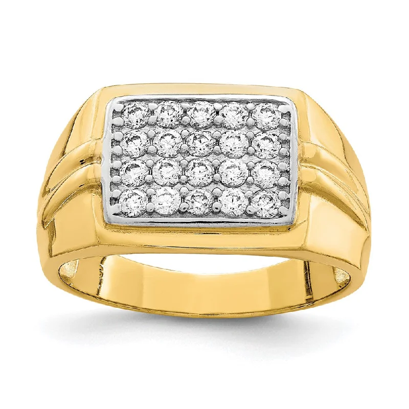 Men's animal - print rings with leopard or snake patterns10k Yellow Gold w/Rhodium CZ Mens Ring