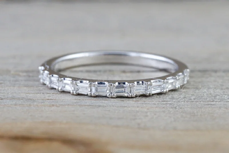 Men's pinky rings with a small gemstoneBaguette Cut Diamond Ring Prong Set Straight Band 2mm Men's pinky rings with a small gemstoneBaguette Cut Diamond Ring Prong Set Straight Band 2mm