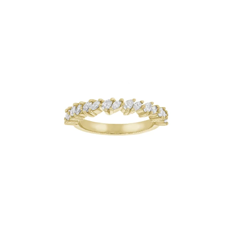Pear - shaped diamond engagement ring with side baguette diamonds in 18K goldArabella Diamond Band - 18K Yellow Gold - Size M - Natural Pear - shaped diamond engagement ring with side baguette diamonds in 18K goldArabella Diamond Band - 18K Yellow Gold - Size M - Natural