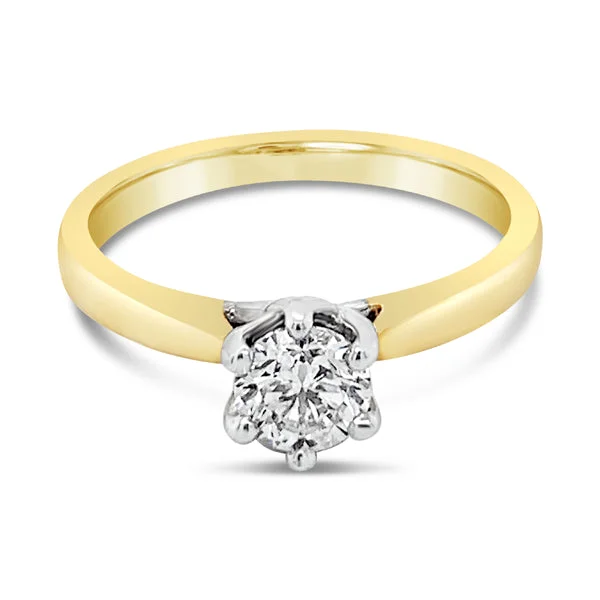Women's Solitaire Diamond Rings with Round - Cut Diamonds and Platinum Settings for an Elegant Engagement18ct Yellow Gold Round Brilliant Cut Diamond Alessandra Ring 0.62ct G/SI2 Women's Solitaire Diamond Rings with Round - Cut Diamonds and Platinum Settings for an Elegant Engagement18ct Yellow Gold Round Brilliant Cut Diamond Alessandra Ring 0.62ct G/SI2