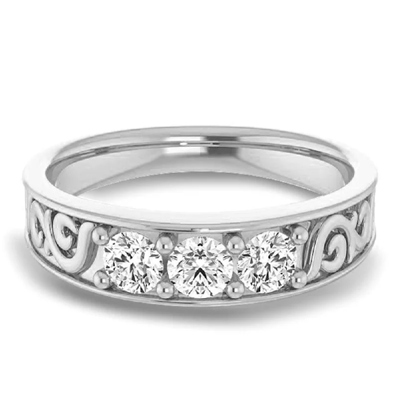 Men's Celtic - pattern rings with intricate designs0.75 ctw Round Diamond Filigree Accent Men's Ring Vintage Inspired