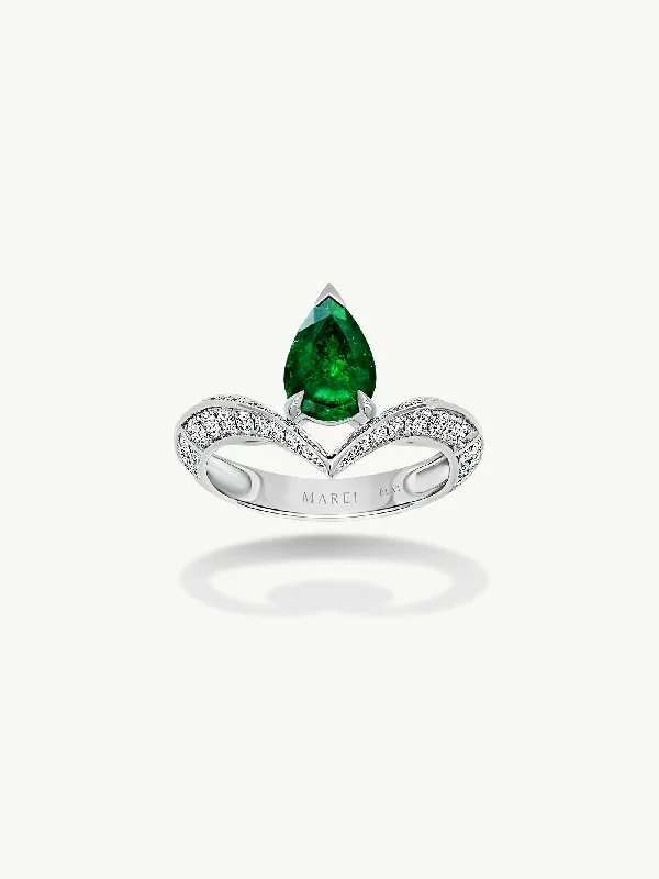 Women's 18K Gold Solitaire Diamond Ring for an Elegant Everyday LookDorian Floating Teardrop-Shaped Emerald Engagement Ring In Platinum Women's 18K Gold Solitaire Diamond Ring for an Elegant Everyday LookDorian Floating Teardrop-Shaped Emerald Engagement Ring In Platinum