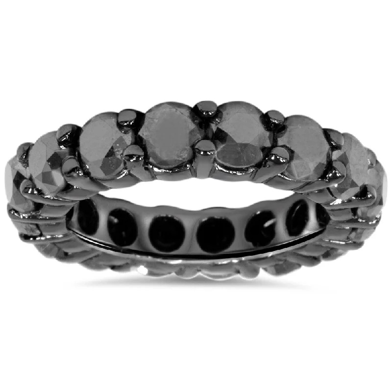 Women's Diamond Rings with Opal Inlays and Diamond Accents for a Mysterious and Iridescent Look14k Black Gold 5ct TDW Black Diamond Eternity Ring Women's Diamond Rings with Opal Inlays and Diamond Accents for a Mysterious and Iridescent Look14k Black Gold 5ct TDW Black Diamond Eternity Ring