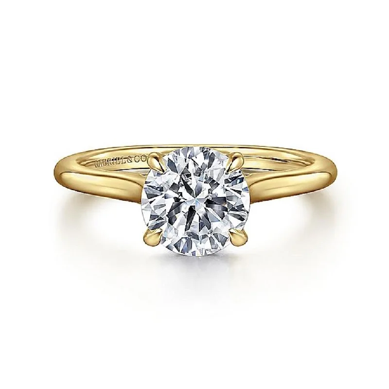 Women's Diamond Rings with Side - Stone Pave Setting for a Sparkling and Continuous Shine14K Yellow Gold 'Ericka' Hidden Halo Round Natural Diamonds Engagement Ring Women's Diamond Rings with Side - Stone Pave Setting for a Sparkling and Continuous Shine14K Yellow Gold 'Ericka' Hidden Halo Round Natural Diamonds Engagement Ring