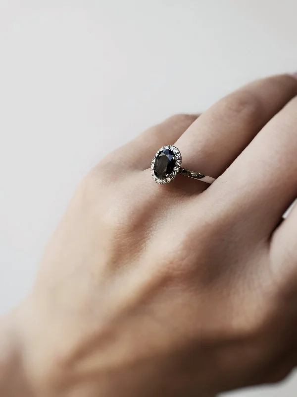 Emerald and diamond engagement ring in a vintage - inspired platinum bandMona Royal Blue Australian Sapphire Ring - Size J - 9K White Gold Emerald and diamond engagement ring in a vintage - inspired platinum bandMona Royal Blue Australian Sapphire Ring - Size J - 9K White Gold