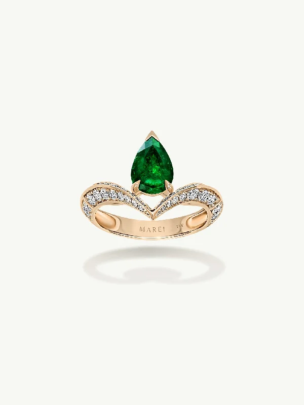 Silicone Women's Rings for a Comfortable and Durable OptionDorian Floating Teardrop-Shaped Emerald Engagement Ring In 18K Yellow Gold
