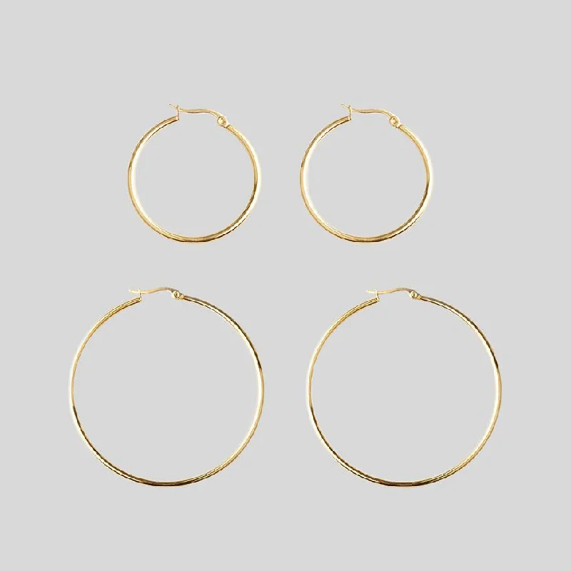 Sterling silver hoop earringsGold Hoop Earrings - Set of 2