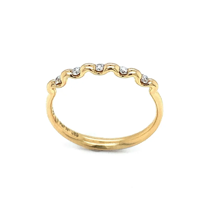 Three - Stone Women's Diamond Rings Symbolizing Past, Present, and Future with Emerald - Cut DiamondsYellow Gold and Diamond Stacking Ring- "Venetian Night" Three - Stone Women's Diamond Rings Symbolizing Past, Present, and Future with Emerald - Cut DiamondsYellow Gold and Diamond Stacking Ring- "Venetian Night"