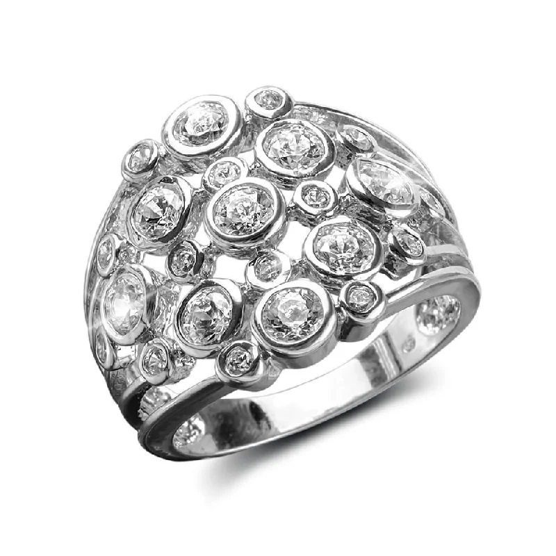 Adjustable Ring Sizes for Women's Rings in Stainless SteelChampagne Fizz Rhodium Ring