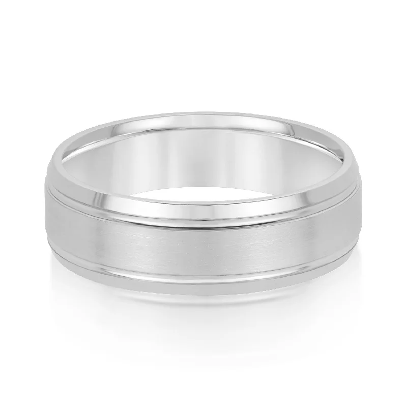 Men's stainless - steel promise rings with a matte finishClassic Men's Band