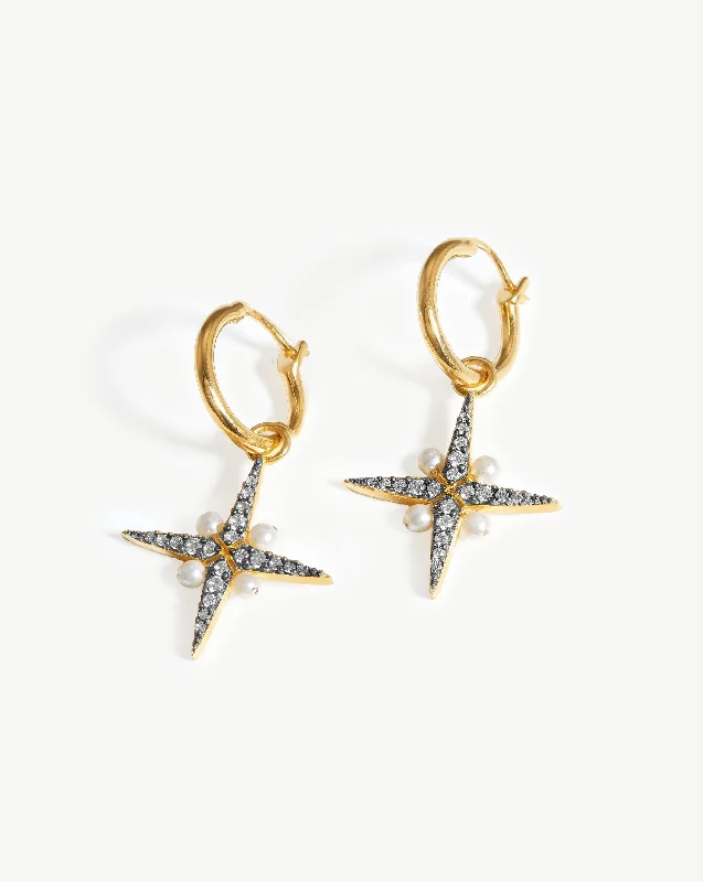 Everyday hoop earringsHarris Reed North Star Pearl Hoop Earrings | 18ct Gold Vermeil/Pearl