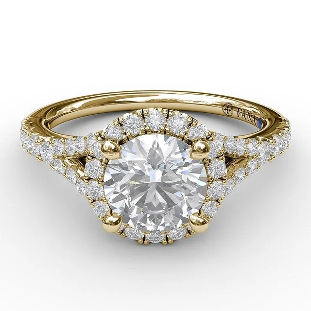 Men's Aquamarine Engagement Rings in 9K Gold with a Bezel - Set StoneClassic Diamond Halo Engagement Semi-Mount Ring with a Subtle Split Band by Fana Men's Aquamarine Engagement Rings in 9K Gold with a Bezel - Set StoneClassic Diamond Halo Engagement Semi-Mount Ring with a Subtle Split Band by Fana
