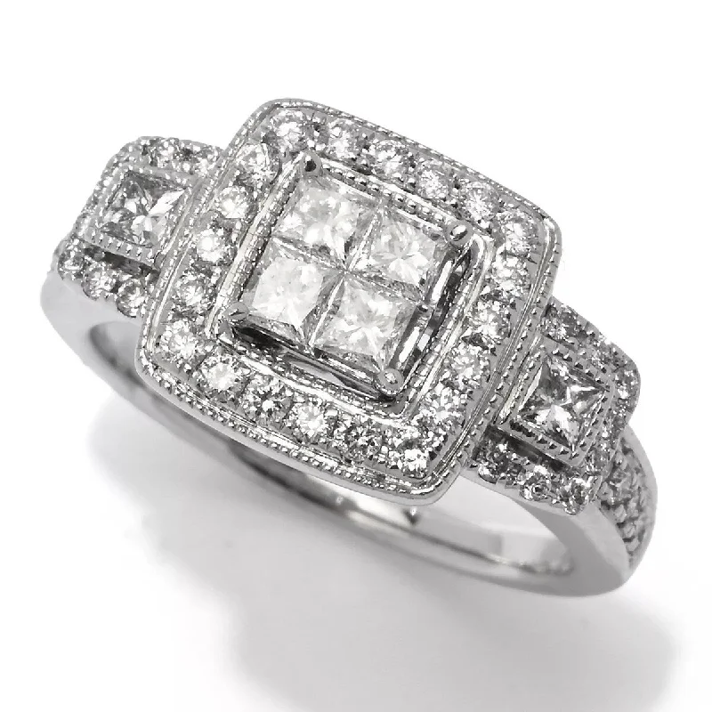 Channel - Set Women's Diamond Rings with Diamonds Securely Held in a Metal Groove for Durability14K White Gold 0.97ctw Princess & Round Diamond Ring, 5.8 grams Channel - Set Women's Diamond Rings with Diamonds Securely Held in a Metal Groove for Durability14K White Gold 0.97ctw Princess & Round Diamond Ring, 5.8 grams