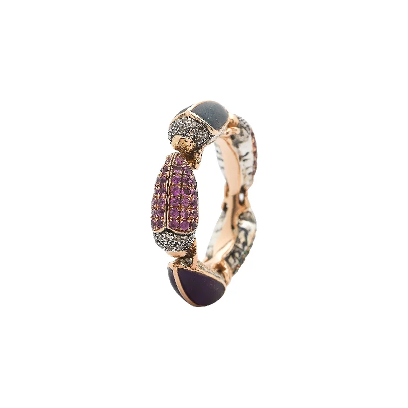 Engagement - Inspired Women's Rings with a Halo of Small DiamondsScarab Eternity 18K Rose Gold Ring