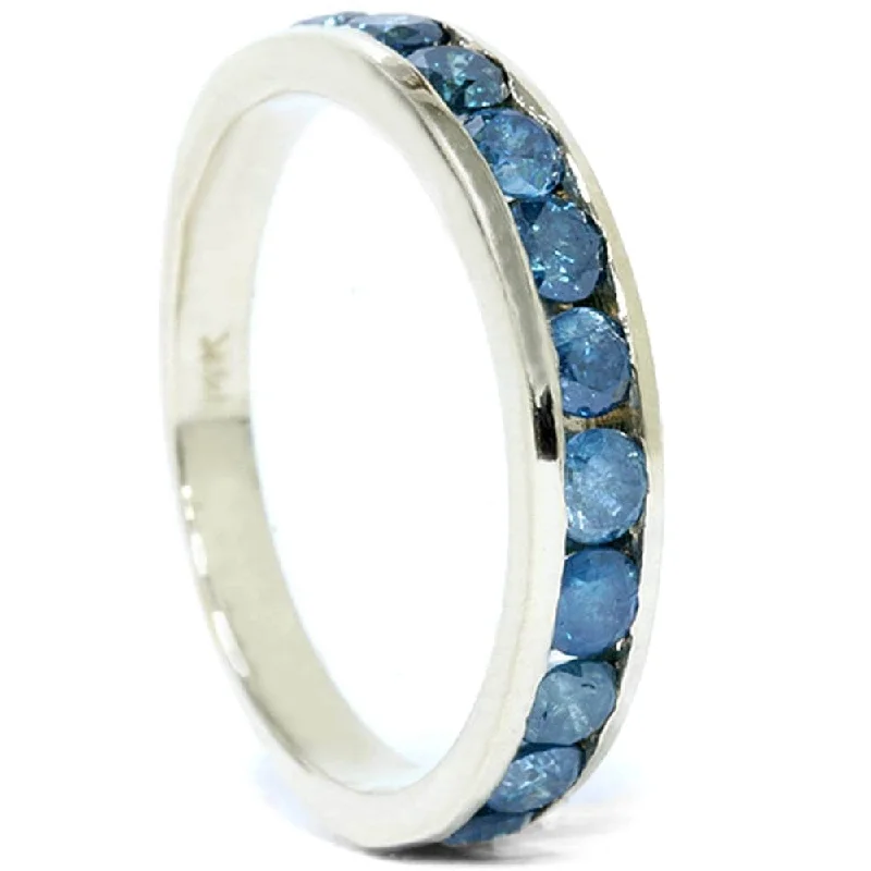 Three - Stone Women's Diamond Rings Symbolizing Past, Present, and Future with Emerald - Cut Diamonds1ct Blue Diamond Channel Set Ring Yellow Gold