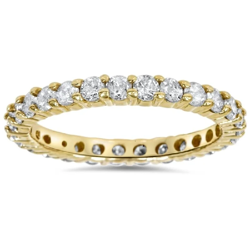 Three - Stone Women's Diamond Rings Symbolizing Past, Present, and Future with Emerald - Cut Diamonds1 1/2ct Prong Diamond Eternity Ring 14K Yellow Gold Three - Stone Women's Diamond Rings Symbolizing Past, Present, and Future with Emerald - Cut Diamonds1 1/2ct Prong Diamond Eternity Ring 14K Yellow Gold