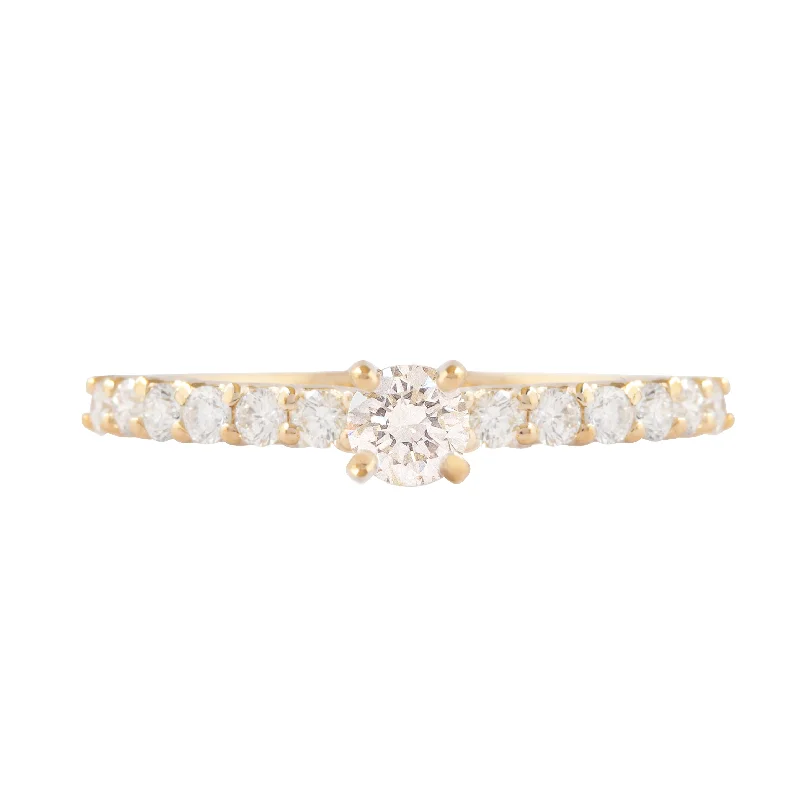 Channel - Set Women's Diamond Rings with Diamonds Securely Held in a Metal Groove for DurabilityRound Small Diamond Engagement Ring Basic Channel - Set Women's Diamond Rings with Diamonds Securely Held in a Metal Groove for DurabilityRound Small Diamond Engagement Ring Basic