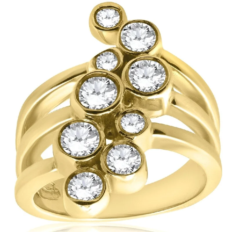 Women's Diamond Rings with Opal Inlays and Diamond Accents for a Mysterious and Iridescent LookPompeii3 14K Yellow Gold 1 ct TDW Diamond Right Hand Journey Bezel Ring - White Women's Diamond Rings with Opal Inlays and Diamond Accents for a Mysterious and Iridescent LookPompeii3 14K Yellow Gold 1 ct TDW Diamond Right Hand Journey Bezel Ring - White