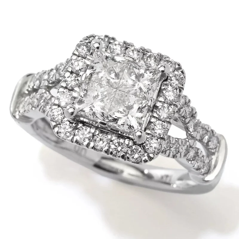 Women's Diamond Rings with Opal Inlays and Diamond Accents for a Mysterious and Iridescent Look14K White Gold 1.50ctw Princess & Round Diamond Ring Women's Diamond Rings with Opal Inlays and Diamond Accents for a Mysterious and Iridescent Look14K White Gold 1.50ctw Princess & Round Diamond Ring