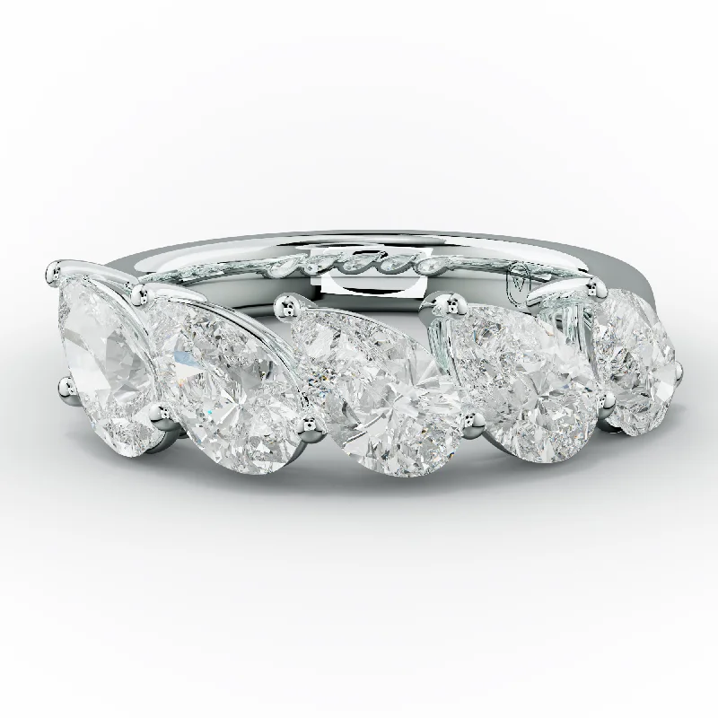 Anniversary rings with a diamond - and - lapis lazuli combination3.0 Carat Slanted Pear Diamond Anniversary Band Anniversary rings with a diamond - and - lapis lazuli combination3.0 Carat Slanted Pear Diamond Anniversary Band