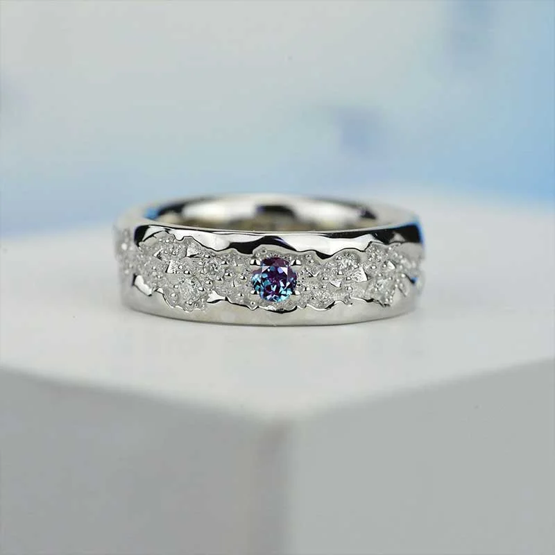 Men's kinetic rings with moving parts0.6 CTW Alexandrite Men's Ring 14K White Gold Ring Men's kinetic rings with moving parts0.6 CTW Alexandrite Men's Ring 14K White Gold Ring