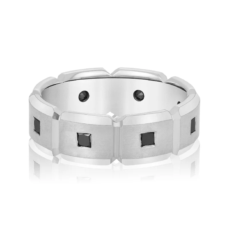 Men's waterproof rings for water - based activitiesMen's Black Diamond Brick Squared Accented Wedding Band Men's waterproof rings for water - based activitiesMen's Black Diamond Brick Squared Accented Wedding Band