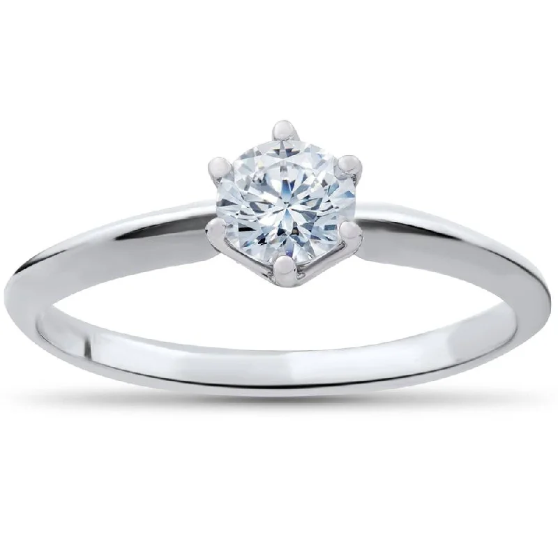 Women's Solitaire Diamond Rings with Round - Cut Diamonds and Platinum Settings for an Elegant Engagement1/3ct Round Diamond Solitaire Engagement Ring White Gold Size 6 Women's Solitaire Diamond Rings with Round - Cut Diamonds and Platinum Settings for an Elegant Engagement1/3ct Round Diamond Solitaire Engagement Ring White Gold Size 6