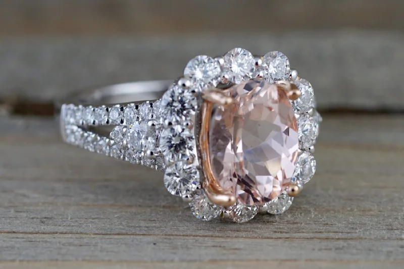 Men's anchor - themed rings for a nautical lookCushion Morganite Diamond Ring