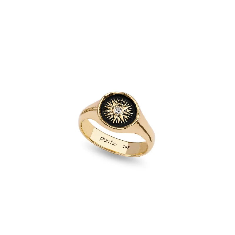 Women's Rings with Hidden Compartments for Secret KeepsakesDirection 14K Gold Diamond Set Signet Ring Women's Rings with Hidden Compartments for Secret KeepsakesDirection 14K Gold Diamond Set Signet Ring