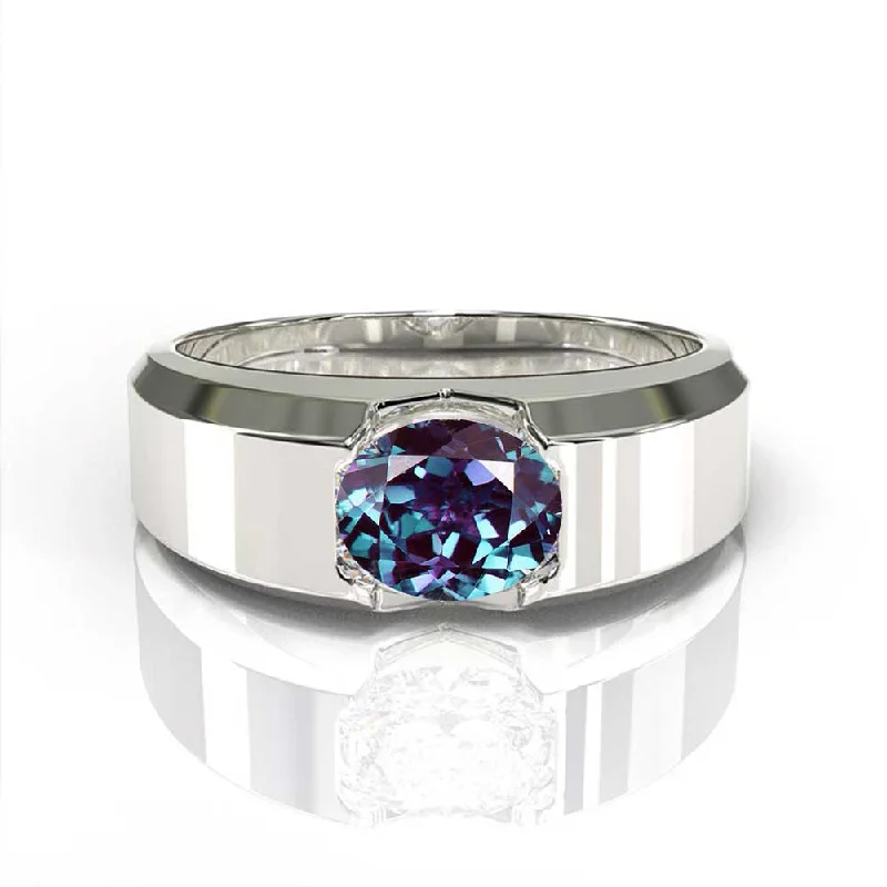 Men's laser - engraved rings with custom messages2 Carat Alexandrite Men's Gold Ring Men's laser - engraved rings with custom messages2 Carat Alexandrite Men's Gold Ring