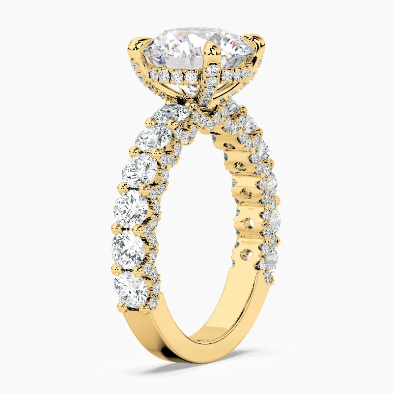 Princess - Cut Women's Diamond Rings in White Gold with a High - Clarity Diamond for a Modern LookAuriya 14kt Yellow Gold Lab Grown Round Diamond Engagement Ring with Round Crescent (F-G, VS)