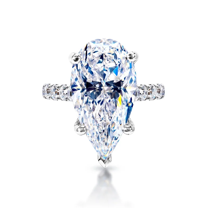 Cluster - Style Women's Diamond Rings with Multiple Small Diamonds Arranged in a Stunning PatternAlivia 14 Carats Pear Shape G VVS2 Diamond Engagement Ring in 18k White Gold. GIA Certified Cluster - Style Women's Diamond Rings with Multiple Small Diamonds Arranged in a Stunning PatternAlivia 14 Carats Pear Shape G VVS2 Diamond Engagement Ring in 18k White Gold. GIA Certified